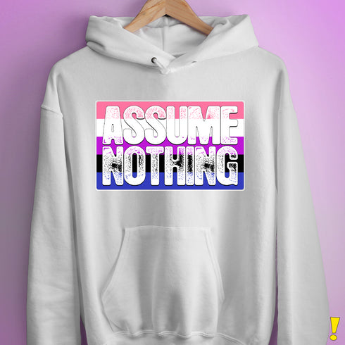 Assume Nothing Genderfluid Pride Flag Hoodie - White
